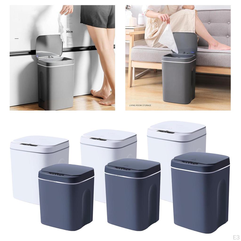 Small Bathroom Trash Can with Lid, Plastic Rectangular Kitchen Garbage