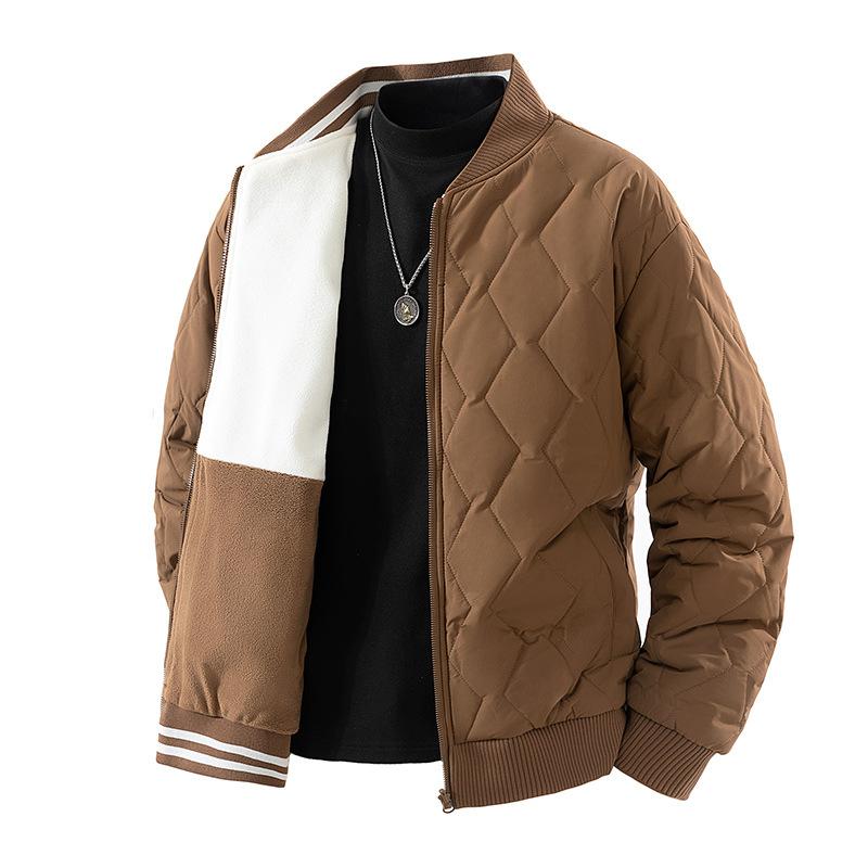 Large Men's Coat, Thick Standing Collar Jacket, Cotton Jacket, Baseball Collar, Men's
