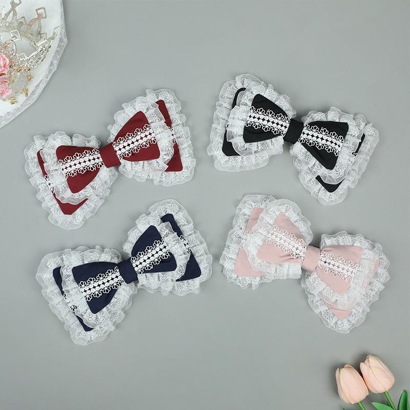 Handmade Cute Girl Hair Accessories Lolita Hairpin Soft Sister Headgear Olita Lace Bow Hairpin
