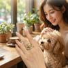 Cute Cartoon Pet Dog Open Ring, Niche Puppy Memorial Adjustable Finger Jewelry, Lovely Pet Ornament