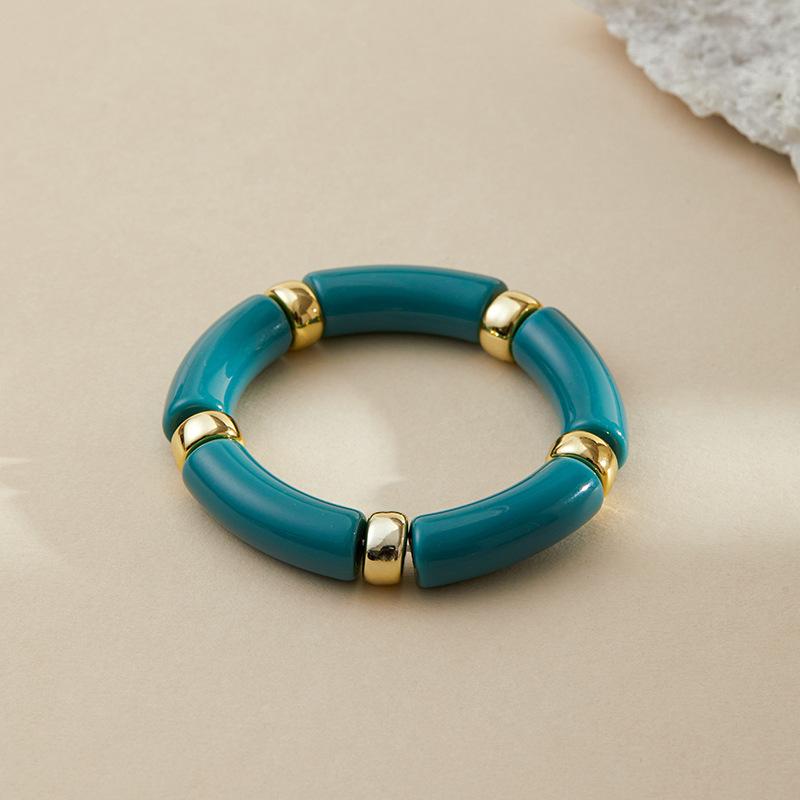 Mixed Color Bamboo Tube Acrylic Elastic Bracelets For Women Men  Resin Chunky Elbow Beaded Bangle Stack