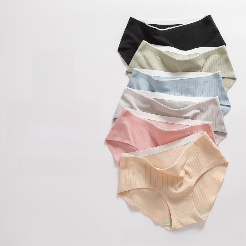 Women's Pure Cotton Mid-Waist Antibacterial Triangle Panties - Seamless Mugwort Underwear
