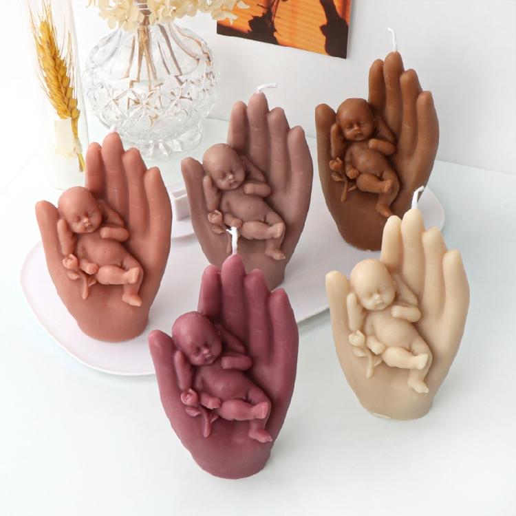 Baby in der Hand Kerzenform Schlafendes Baby Silikonform für DIY Seifen- und Kerzenherstellung