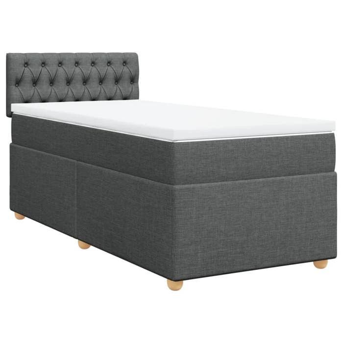 VidaXL Sommier à lattes de lit avec matelas Gris foncé 100x200cm Tissu 3288899