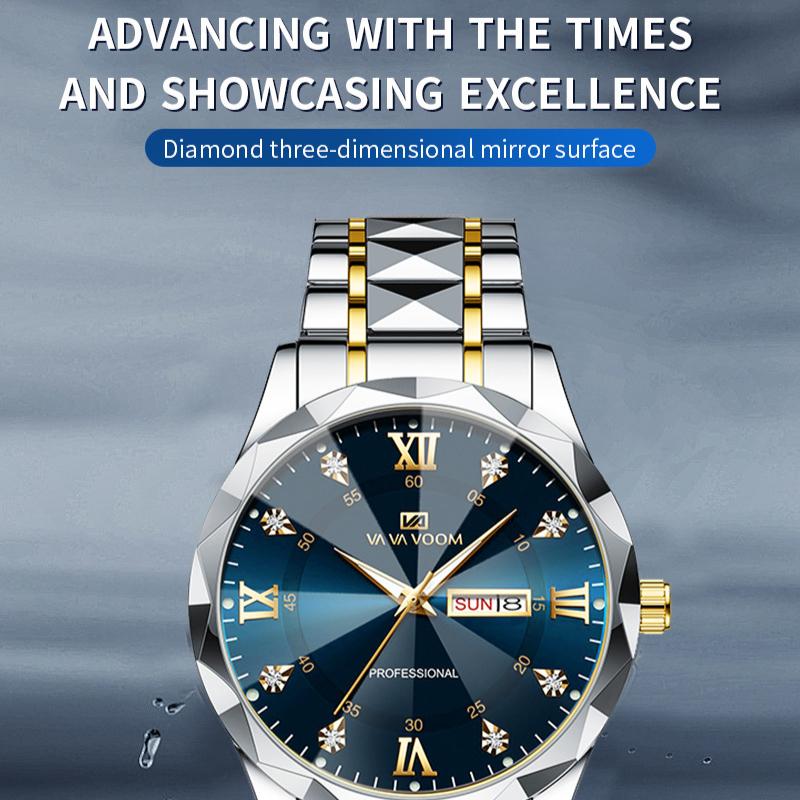 VA VA VOOM Brand Watch Men's Waterproof Rhombus Design Business Men's Watch