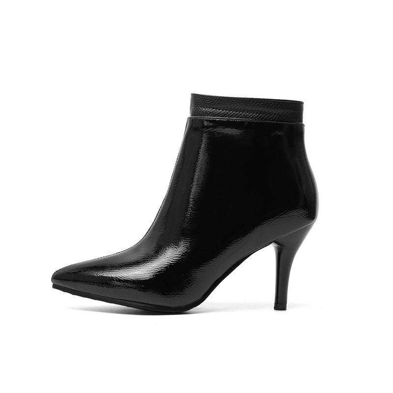 Elegantní dámské kotníkové boty Módní vysoký podpatek Krátké boty Podzimní Zimní boty Špičatá špička Černé Šedé Párty boty Dámské Velká velikost