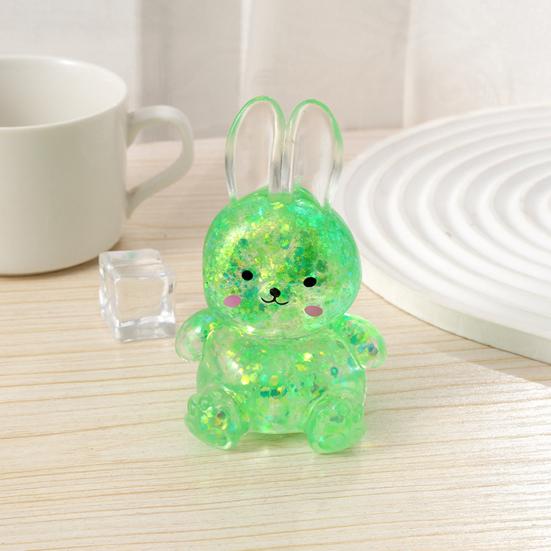 1/4Pcs Transparent Glitter Bunny Squeeze Toy Slow Rebound Stress Relief Cartoon Rabbit Sensory Toy Decompression Animal Stress Ball
