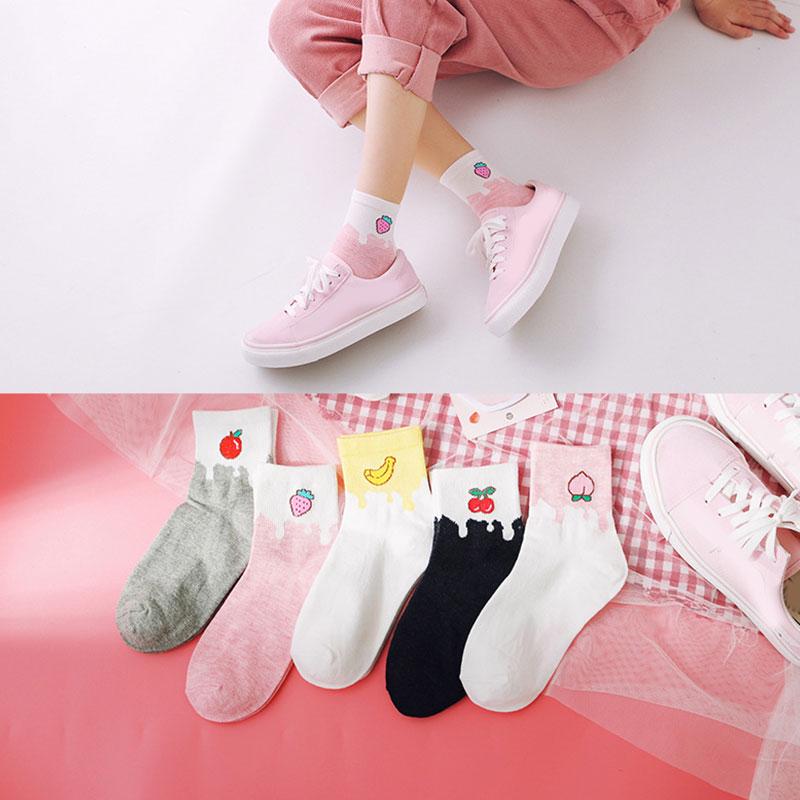 Buy Girls Spring Cute Art Socks Cartoon Fruit Strawberry Watermelon ...