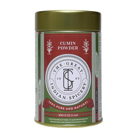The Great Indian Spicery | Cumin Powder (Jeera Powder) | 100gm Tin - Steam Sterilisation, 100% Pure & Natural, Farm Fresh