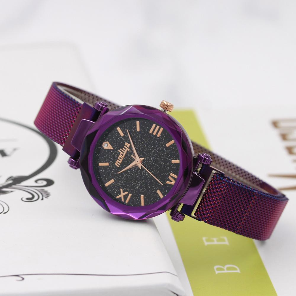 

Женские магнитные миланские часы «Звездное небо» Small Roman Purple