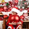 Red Shiny & Matte Glitter Christmas Ball Ornaments - Plastic Hanging Decorations (6-30cm) for Festival Scenes