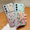 Fashion Floral Print Shockproof Clear Silicone Case For Samsung S24 FE S23 Ultra S22 A16 A15 A55 A35 A54 A14 Card Slot Soft Transparent Phone Cover