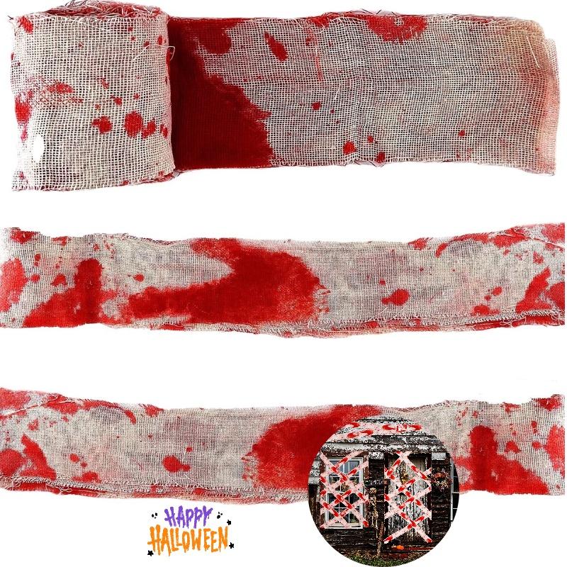 Cloth Halloween Blood Strip Horror Scene Decorative Props Quarantine Gauze Tape