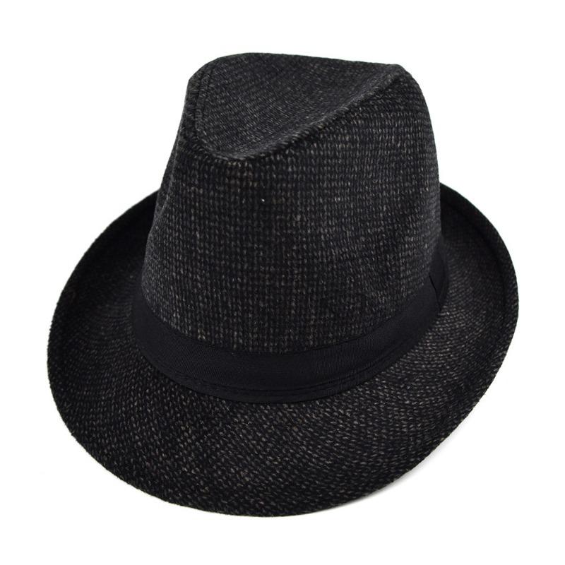British Winter Wool Plaid Top Hat Mid- aged Men's Jazz Hat Sunshade Hat Large Warm Brim Wedding Party Bucket Fedoras Hat Cap