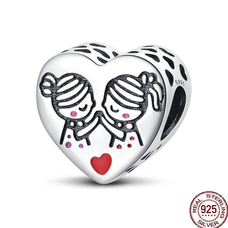 100% Copper Sister Friend Charm Love Heart Blessing Series Suitable For 3Mm'S Bracelet Ladies Fine Jewelry Gift