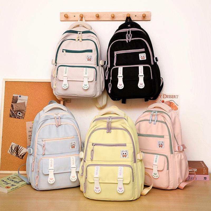 Korean Version Ins College Style High-value Junior High School Student Backpack Female Sweet Candy Color Girl Burden Reduction Student Schoolbag