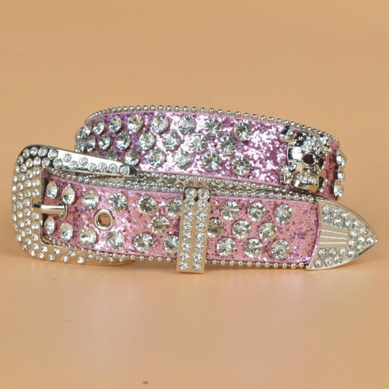 Steampunk Rhinestone Belt Women Waist Belt Western Cowgirl Skull Studded PU Leather Belt for Teenager Girl Female Male