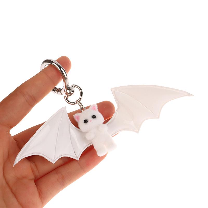 Halloweenový Vločkovaný Netopýr Kočka Klíčenka Sladká Roztomilá Mašle Perla Kroužek na Klíče Šňůrka na Telefon Přívěsek na Tašku Držák na Klíče od Auta Dárky pro Páry