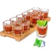 INFTYLE Shot Glass Set - 2oz/60ml, 12-Piece Set with Shot Glass Tray Holder, Thick Base for Club Bar Parties (12 Pieces)