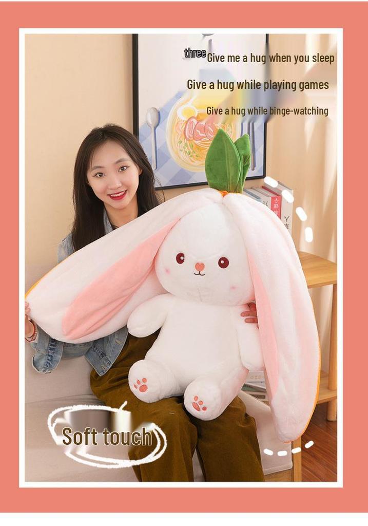 Strawberry Rabbit Plush Toy - Carrot Rabbit Cushion Doll, Perfect Children's Day Gift for Girlfriend