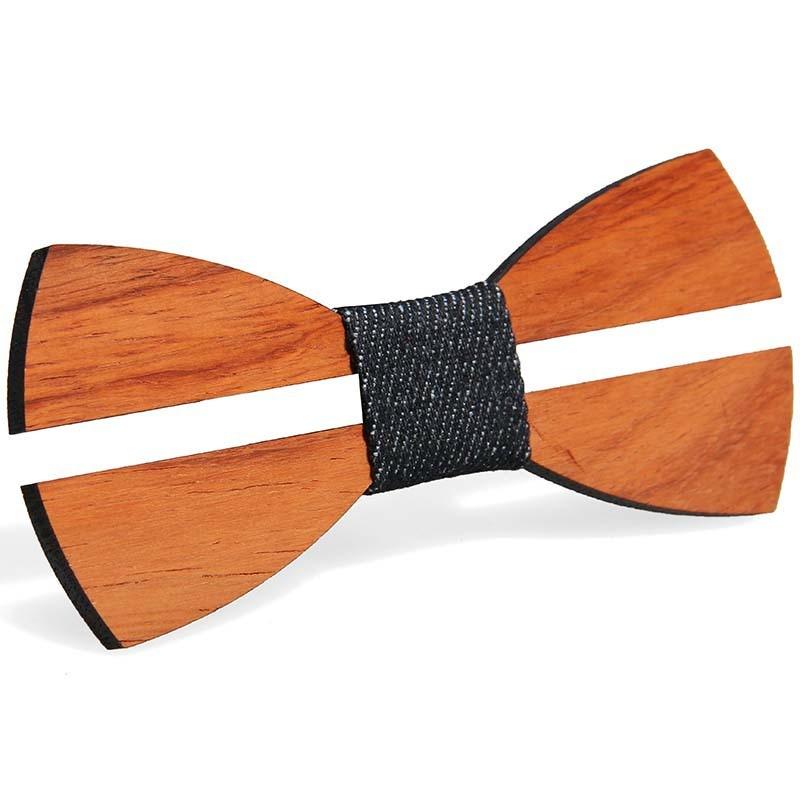 Minimalist Wooden Bow Tie For Men With Geometric Pattern And Sustainable Craftsmanship For Wedding Gifting