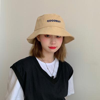Tide Brand Letter Bucket Hat Women Spring and Summer Sunshade Wide Brim Washbasin Hat Student Couple Sun Hat