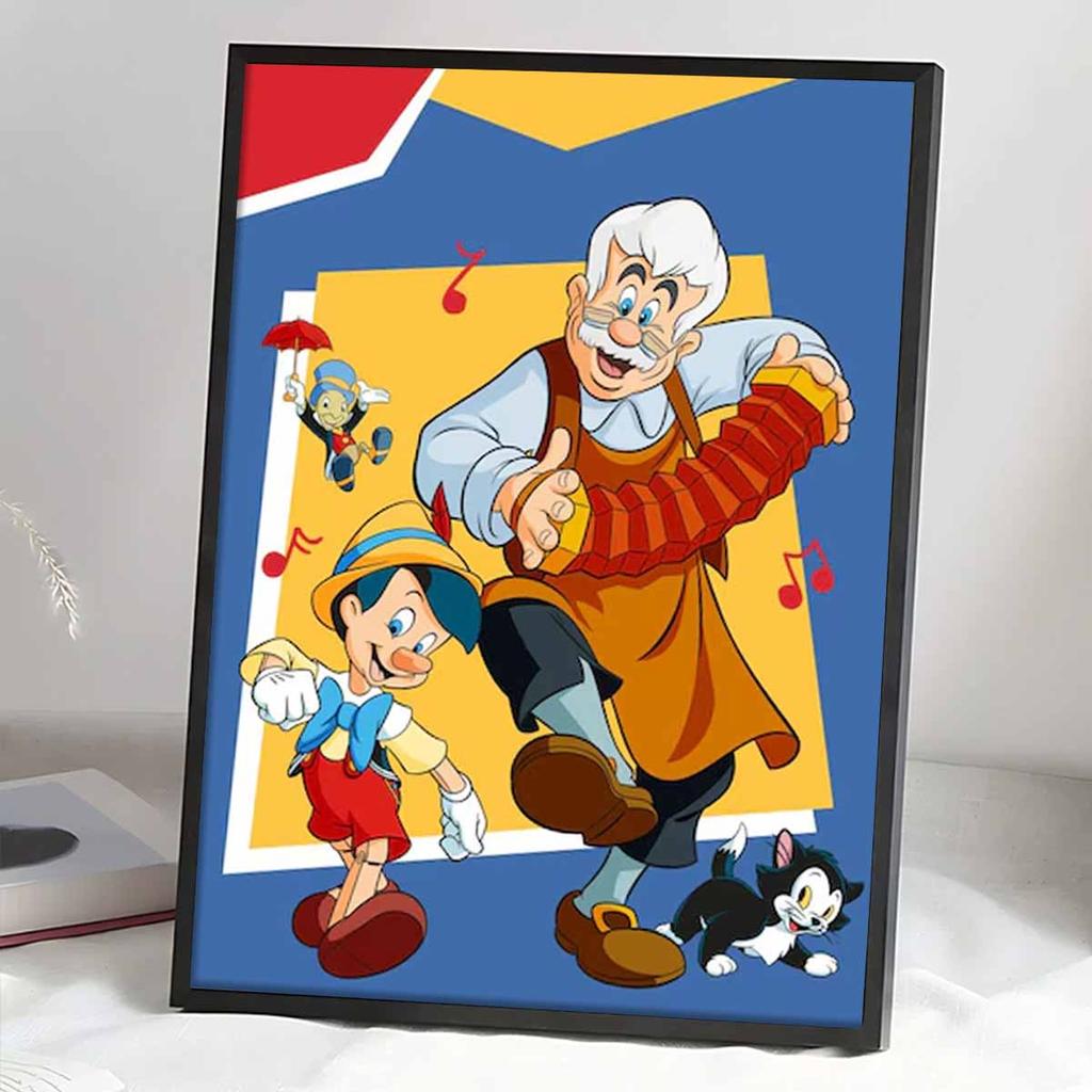 DIY Diamond Painting Pinocchio and His Grandfather Cross Stitch Kit Mosaic Art Diamond Painting Full Circle Diamond Home Decoration