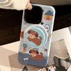 Denim Blue Puppy Magnetic Holder for Apple for IPhone16 Phone Case 15promax Retro 14 Film 17