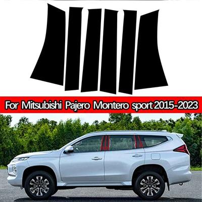 Glossy Black Window Door Column B C Pillar Post Cover Trim Stickers for Mitsubishi Pajero Sport Montero Sport 2016-2023