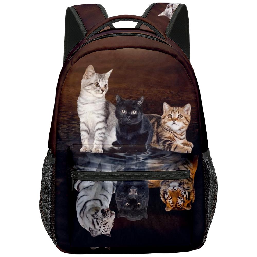 Cartoon Novelty Kpop Youthful School Bags Unisex Cat Pattern Travel Bags 3D Print Oxford Waterproof Notebook Shoulder Backpacks