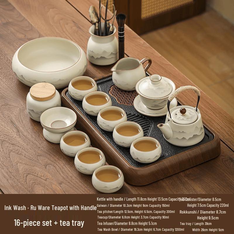 Ink Wash Ru Kiln Kung Fu Tea Set
