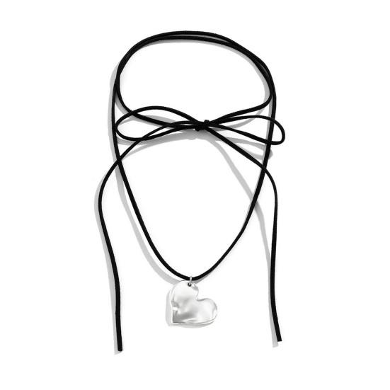 Big Love Pendant Necklace Adjustable Faux Leather Wax Rope Women Choker Necklace Jewelry Gift Accessories