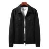 Men's Casual Black Denim Jacket, Versatile Spring & Autumn Workwear, Trendy Turn-Down Collar Top