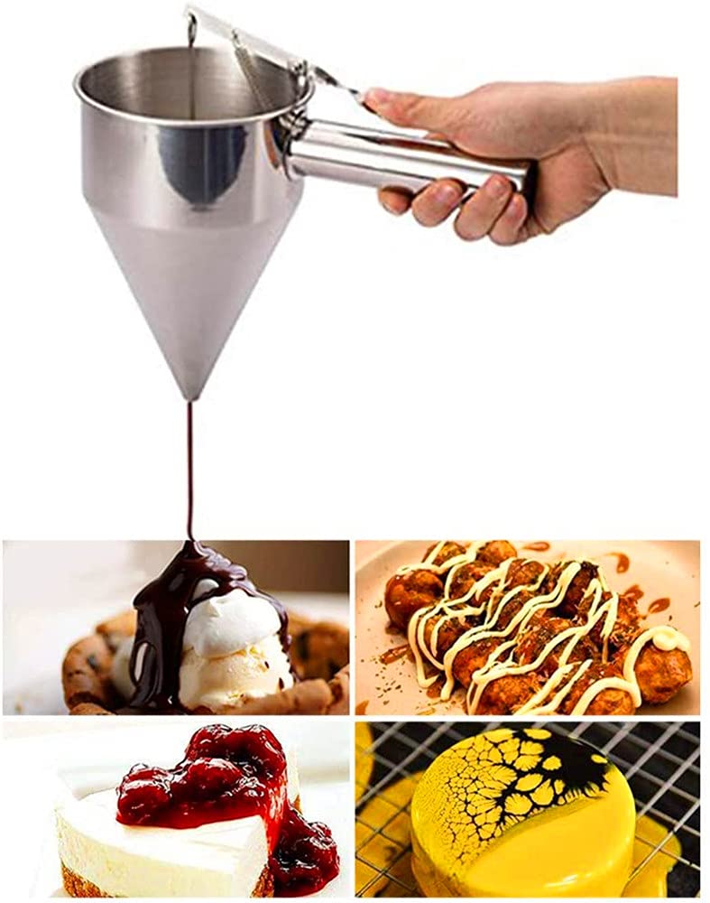 Chakkiri Takoyaki Seed Remover, Stainless Steel Fish Ball Funnel with Stand, Takoyaki Funnel, Takoyaki Tool