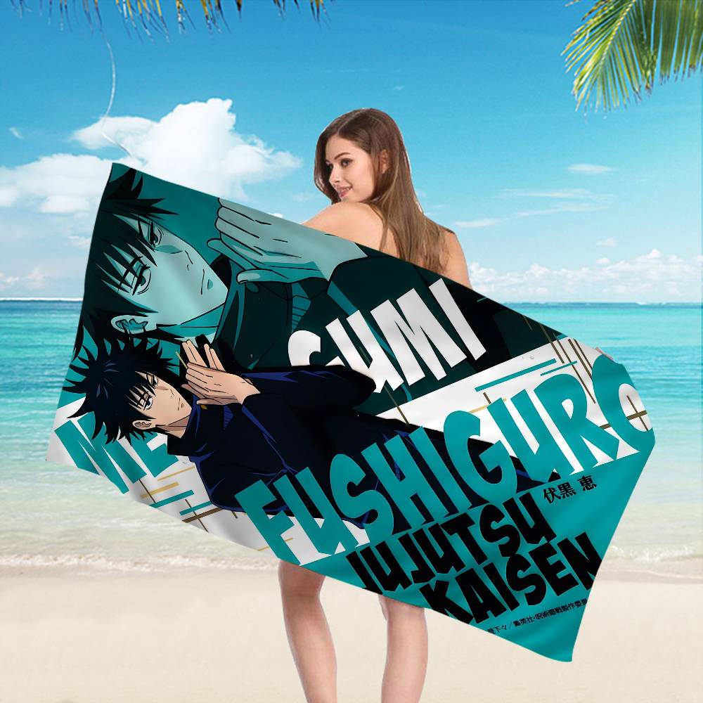 Anime Fushiguro Megumi Jujutsu Kaisen Beach Towel Colorful Bath Towels for Girl Microfiber Beach Yoga Spa Gym Pool