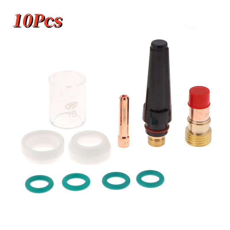 10Pcs TIG Welding Torch Set Pyrex Glass Cup Kit Welding Nozzles Kit Suitable For WP-17/18/26 Welding Torch Accessories