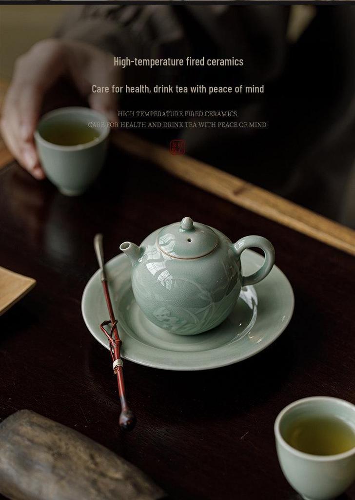 Guānlán Handcrafted Jade Cap Ceramic Teapot: High-Grade Gongfu Tea Brewing Set
