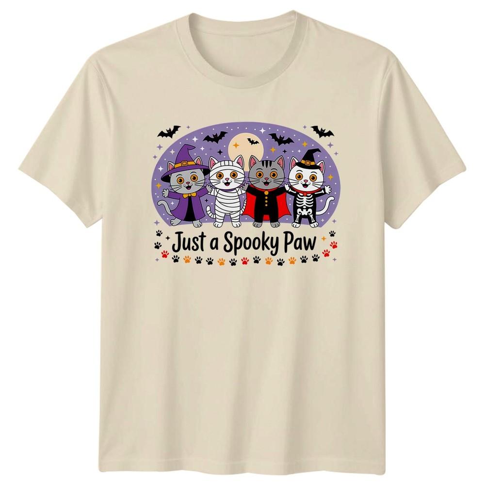 Just A Spooky Paw Halloween Cats Unisexs TShirt Unisexs Tee Graphic Unisex Top
