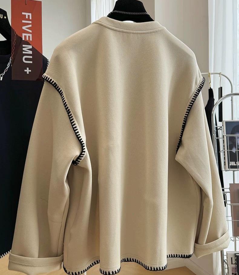 Dámská mikina s kulatým výstřihem a dlouhým rukávem nadměrné velikosti podzimní volná ležérní mikina s kapucí oversized topy vintage nepravidelný pulovr