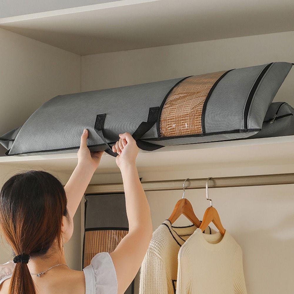 Portable Mat Storage Bag Dust-proof Thickened Foldable Storage Container Clear Window Large Capacity Summer Mat Organizer