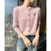 2026 Autumn Winter Women's Korean Heart Embroidered Round Neck Cardigan - Simple Knit, Long Sleeve Sweater