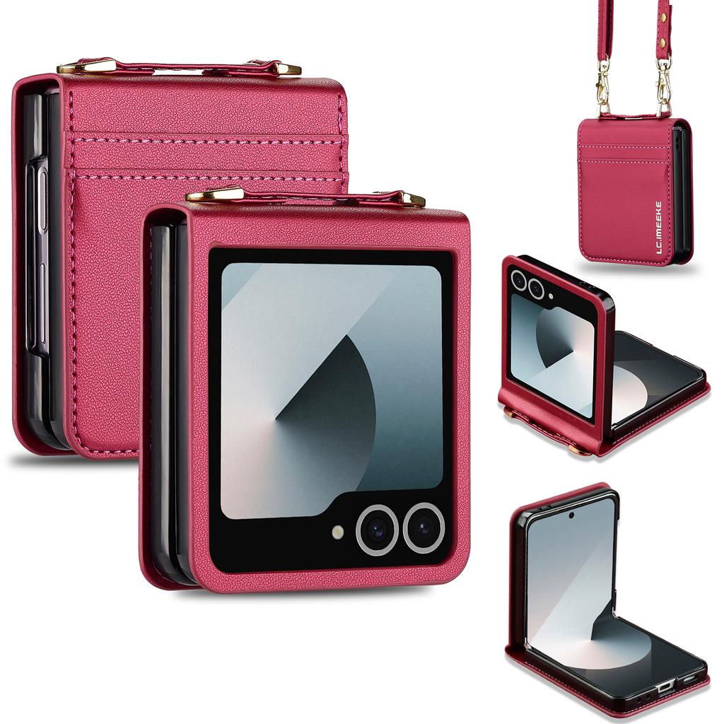 Crossbody Kartenfach Portemonnaie Leder Handyhülle für Samsung Galaxy Z Flip 8 7 6 5 4 3 5G Flip7 FE Flip8 Armband Lanyard Hülle