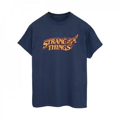 Netflix Feminino/Senhoras Stranger Things Logotipo Breaking Algodão Boyfriend Camiseta