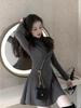 Women's Petite High-Neck Cinched-Waist Thermal Fleece Dress - Slimming A-Line Base Layer