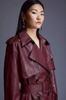Trench Coat Handmade Lambskin Burgundy Genuine Leather Casual Soft Fit New Women