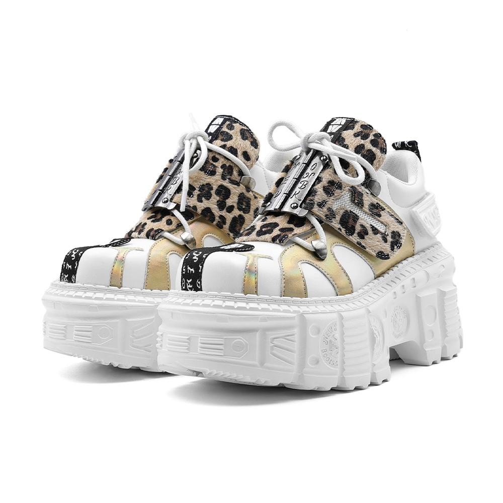 Dámské tenisky Nový punkový styl Dámské boty Gotické kotníkové rockové boty Šněrovací Výška podpatku Platformové boty Dámské Kovová dekorace