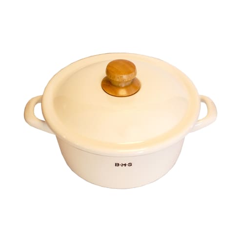 Fuji Enamel Casserole Pot, Beams, 20cm, White, BMS-20WEW