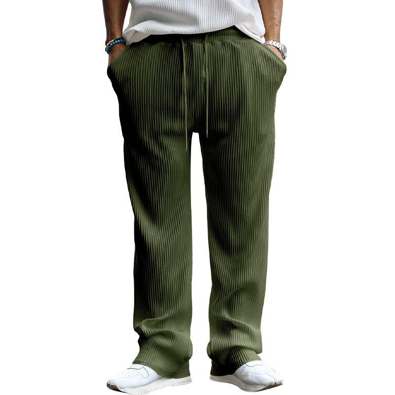 Spring and Autumn Men's Casual Long Pants Premium Loose Straight Pants Wear Striped High Waist Wide Leg Pants