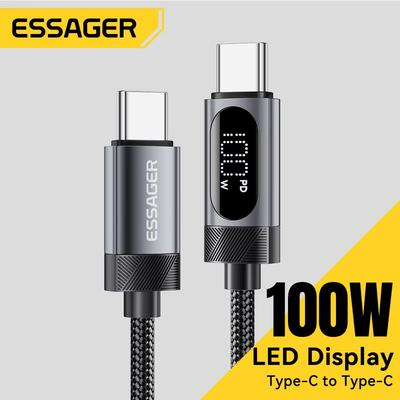 Essager PD 100W USB C Digital Dispaly Cable Type C To Type C Fast Charging Cable for iPhone 16 15 Xiaomi Huawei Macbook iPad
