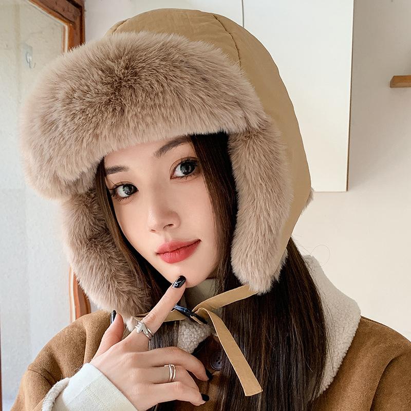 Cute and Sweet Warm Hat for Women's Winter Outdoor Thick Ear Protection Ski Hat Korean Edition Warm Plush Hat